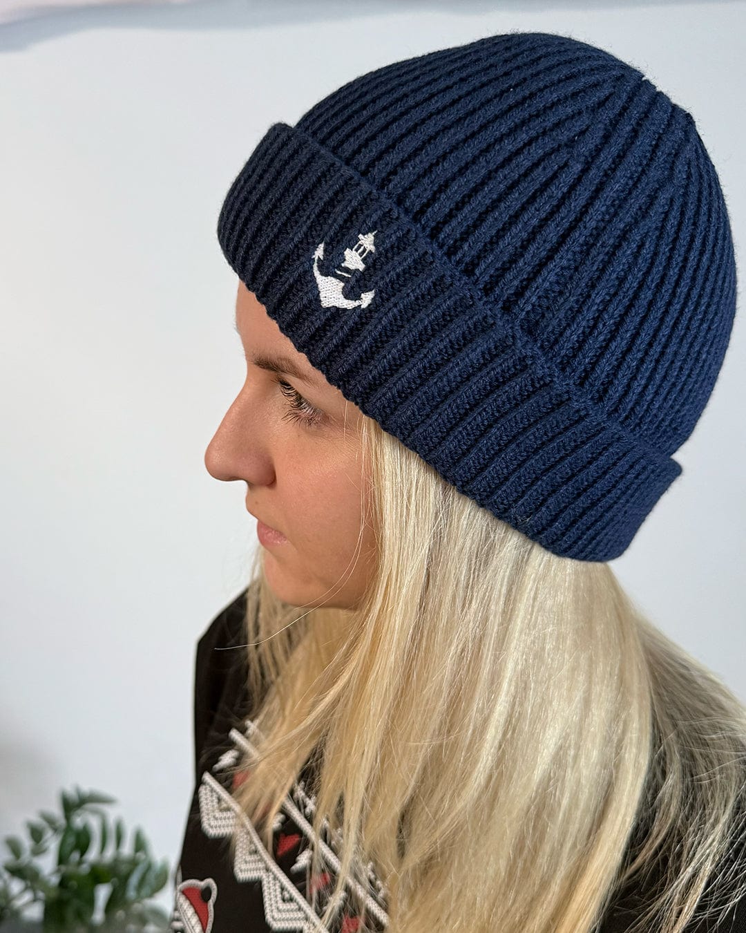 Logo Stitch Harbour Beanie - Oxford Navy