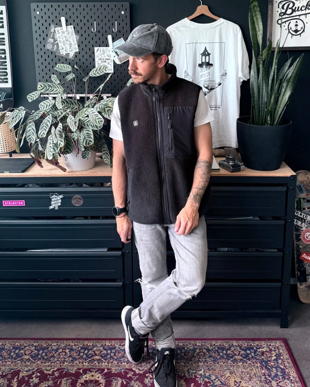 Logo Stitch Low Profile Cap - Vintage Black